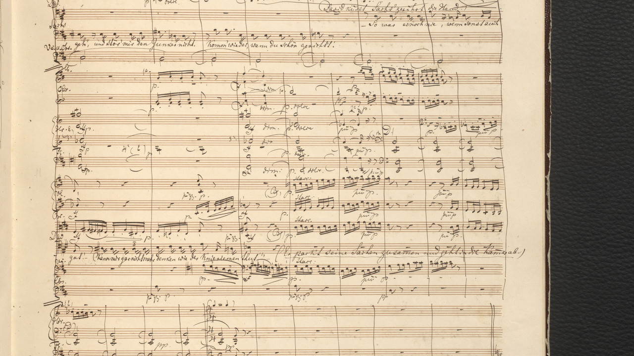 Leihgabe des Germanischen Nationalmuseums in Nürnberg: Die Originalpartitur von Richard Wagners „Die Meistersinger von Nürnberg“ aus dem Jahr 1866/67. Hier abgebildet ist die Seite 277. (© Hs 102655 Germanisches Nationalmuseum)