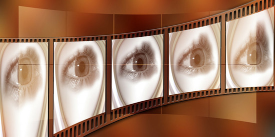 Kamerafilm mit Standbildern eines Auges
