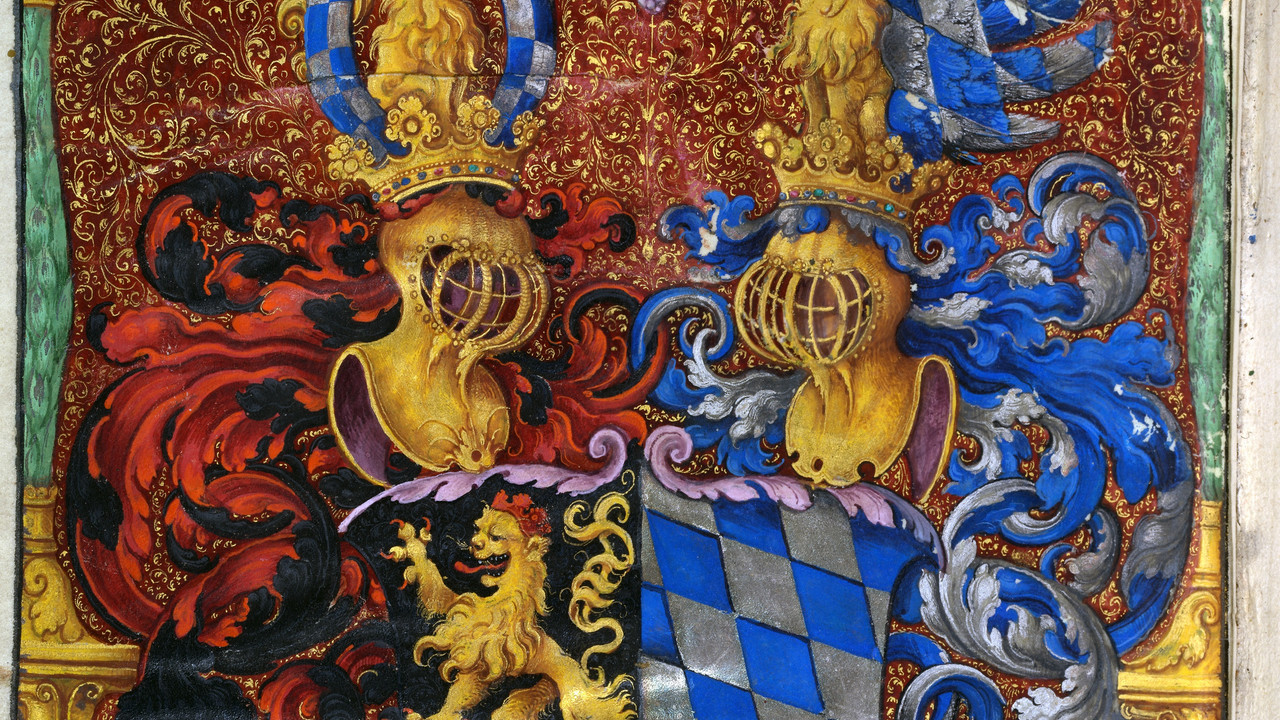 Dedikationsexlibris des Pfalzgrafen Karl I. mit seinem Wappen aus der Lufft-Bibel von 1543