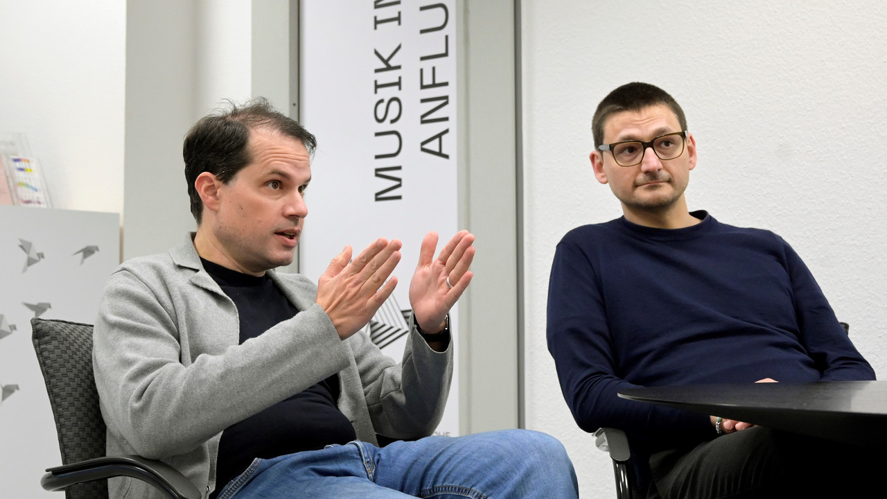 Beat Fehlmann (Intendant Dt. Staatsphilharmonie RLP) und Fabian Burstein (Projektleiter Kultur/Veranstaltungen BUGA 23)Foto:Ralf Moray