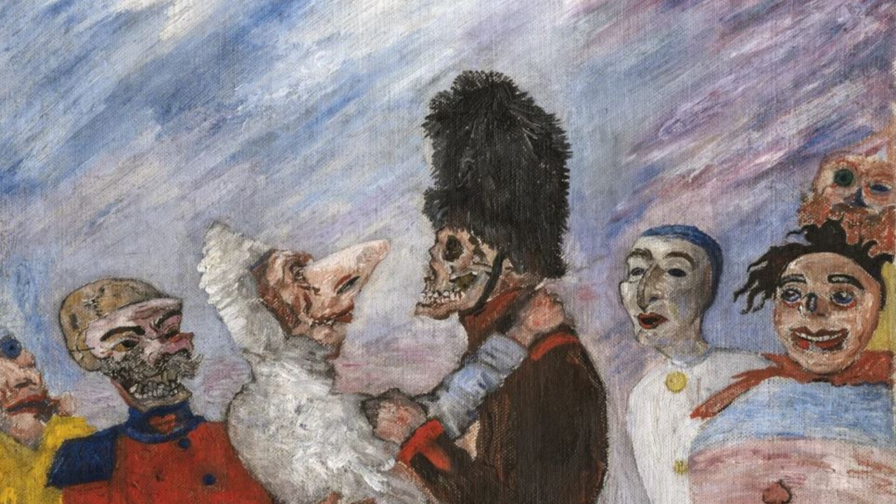 James Ensor, Skellett verhaftet Maskierten, 1891