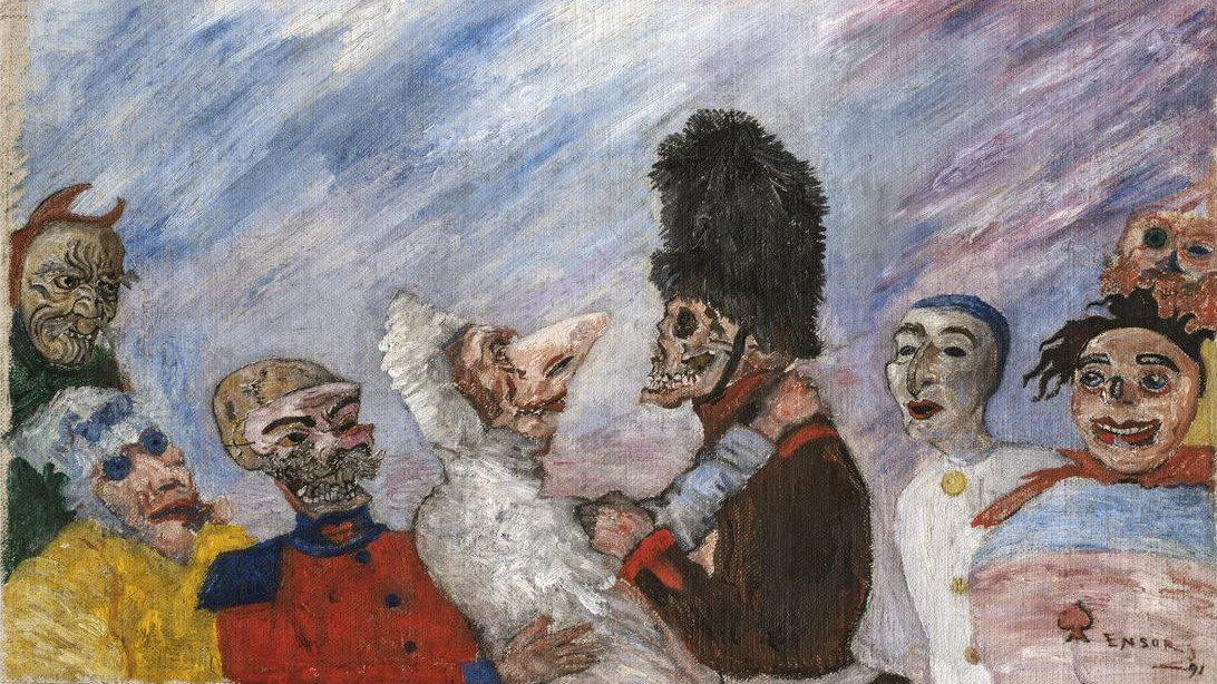 James Ensor, Skellett verhaftet Maskierten, 1891