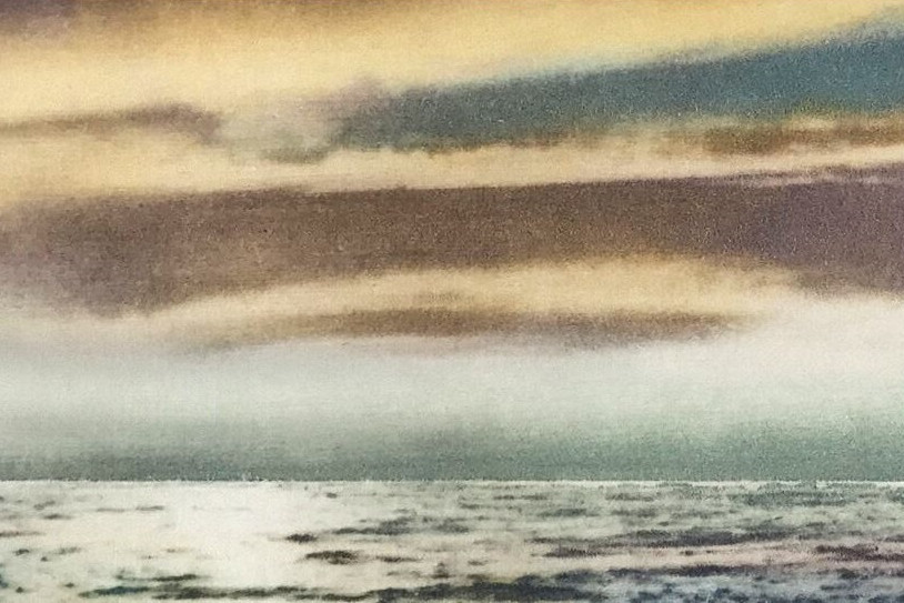 Gerhard Richter, Seelandschaft  (R26), 1971, Heliogravüre, vielfarbig, auf elfenbeinfarbenem, leichtem Maschinenbüttenkarton, 54,3 x 38 cm, Wilhelm-Hack-Museum, Ludwigshafen