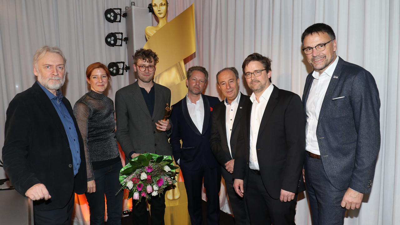 (v.l.) Prof.Dr.Jürgen Hardeck,Julia Röskau, Julian Radlmaier, Sebastian Andrae, Heinz-Peter Hoffmann,Jan Herchenröder,Heinz-Peter Thiel © André C. Hercher