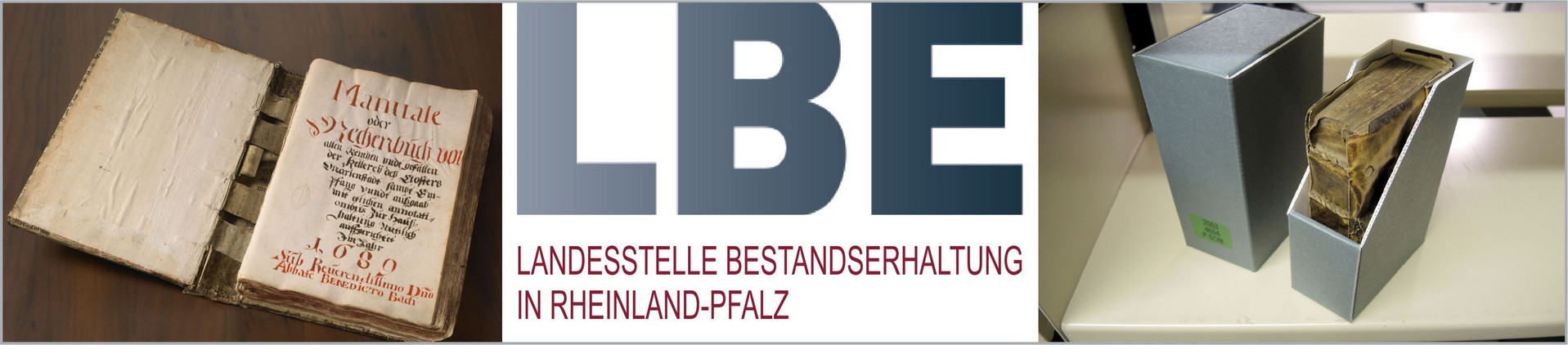 Fotomontage von alten Texten und dem Logo der LBE